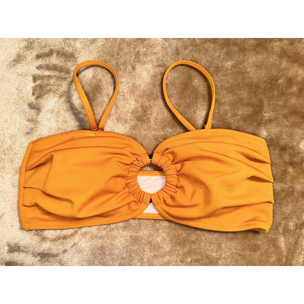 Cupshe Swim Top Bikini Womens Size Large Mustard Pullover Padded Adjustable